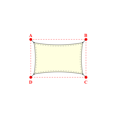 Voile d'ombrage rectangle en Soltis Lounge 96 Blanc Cassé 96-1103 - 3,86x2,49x3,86x2,49m