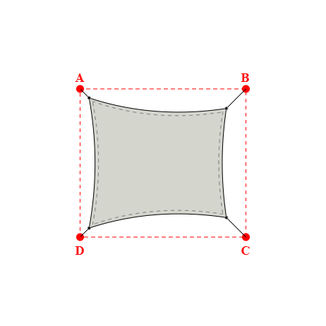 Voile d'ombrage rectangle en Soltis Perform 92 Galet 92-2171 - 3,89x3,09x3,89x3,69m