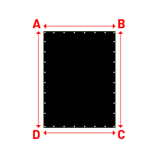 Bâche Rectangle en Membrane PVC 670gr/m² - Etanche Noir RAL 9005 - 1.40x1.88m