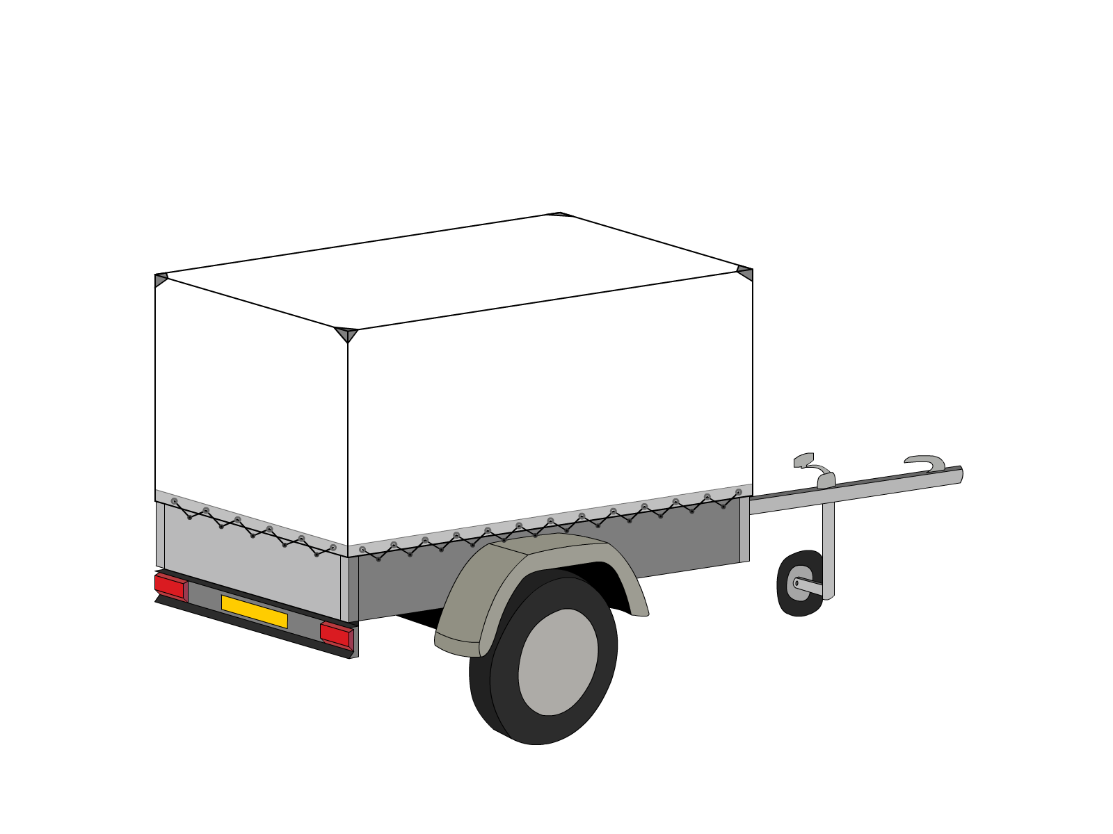 Bâche pour remorque bagagère Haute droite en Protect covert 905F3 900gr/m², toile PVC Etanche Blanc