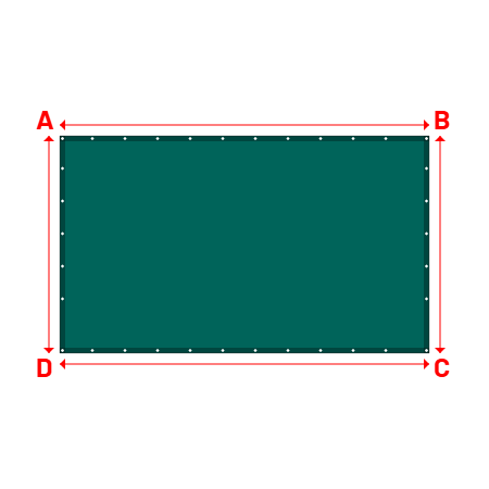 Bâche Rectangle en Membrane PVC 670gr/m² - Etanche Vert industrie RAL 6026 - 3.40x2.00m