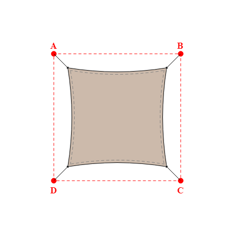 Voile d'ombrage rectangle en Soltis Lounge 96 Sandy beige 96-2135 - 3,89x3,89x3,89x3,89m