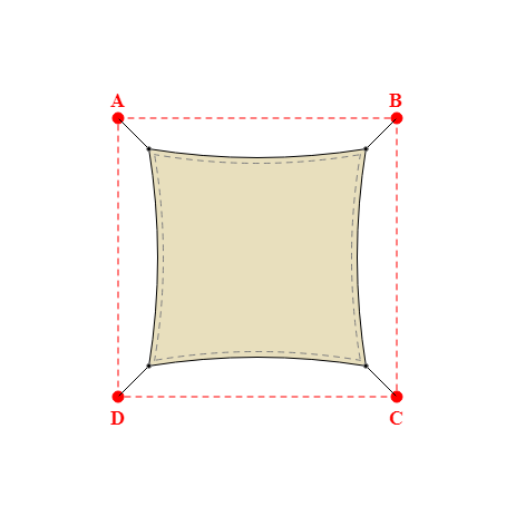 Voile d'ombrage rectangle en Soltis Perform 92 Quartz 92-50303 - 3,89x3,89x3,89x3,89m