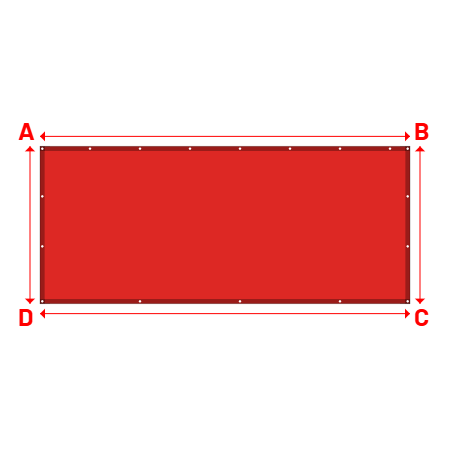 Bâche Rectangle en Membrane PVC 670gr/m² - Etanche Rouge RAL 3002 - 4.00x1.70m