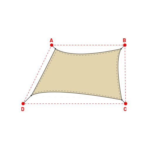 Voile d'ombrage trapèze en Soltis Perform 92 Chanvre 92-50265 - 4,49x3,49x6,19x3,64m