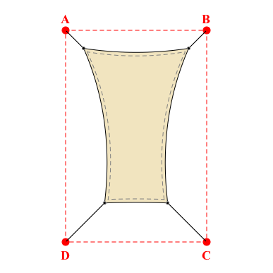Voile d'ombrage rectangle en Soltis Horizon 86 Champagne 86-2175 - 1,49x2,19x0,89x2,19m