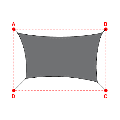 Voile d'ombrage rectangle en Soltis Perform 92 Béton 92-2167 - 5,49x3,19x4,66x2,96m