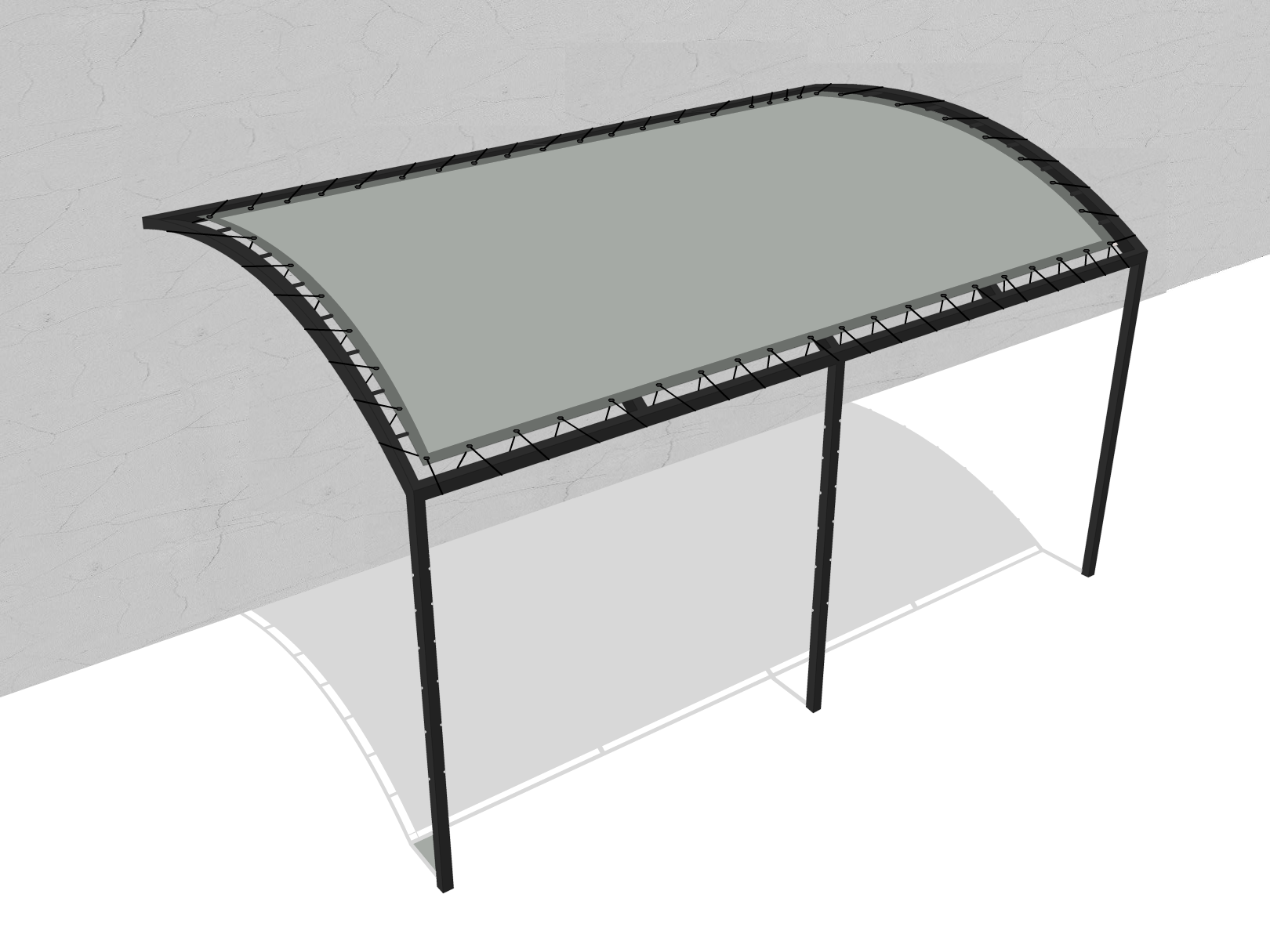 Bâche pour pergola métallique murale bombée en Protect 670 : La référence en matière de protection étanche Gris clair RAL 7038