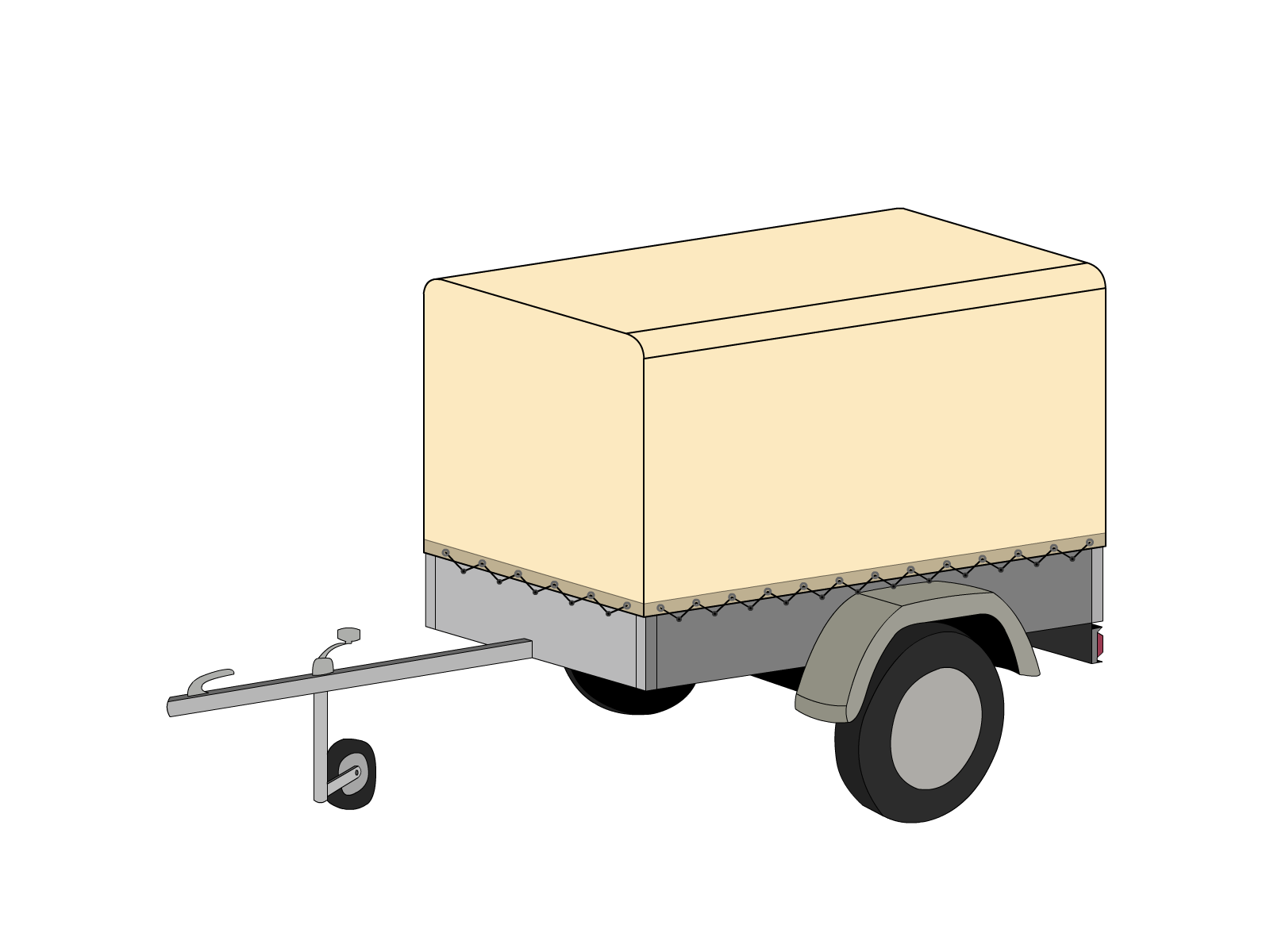 Bâche pour remorque bagagère Bord arrondi droite en Protect 670 : La référence en matière de protection étanche Beige ral 1015