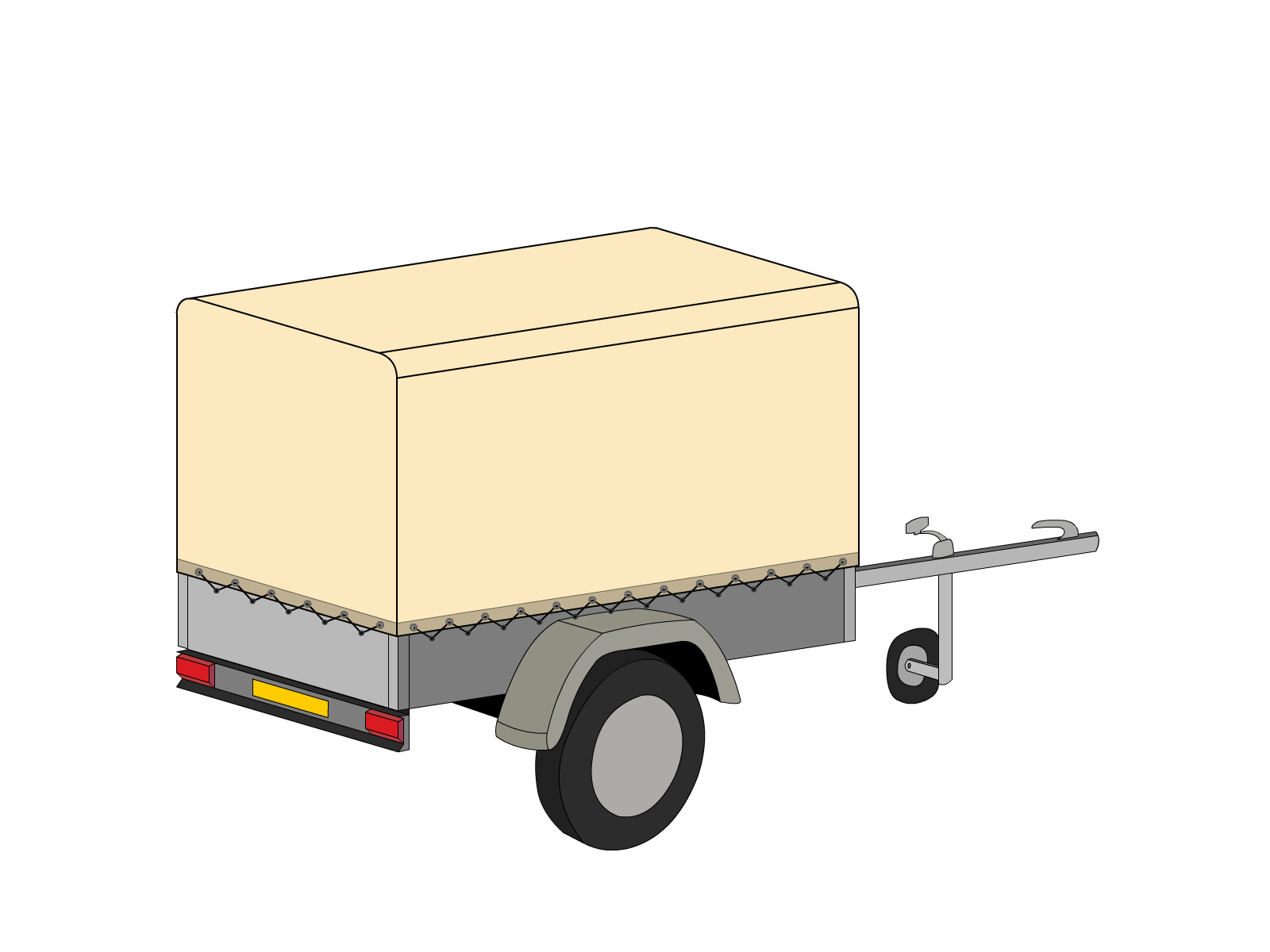 Bâche pour remorque bagagère Bord arrondi droite en Protect 670 : La référence en matière de protection étanche Beige ral 1015