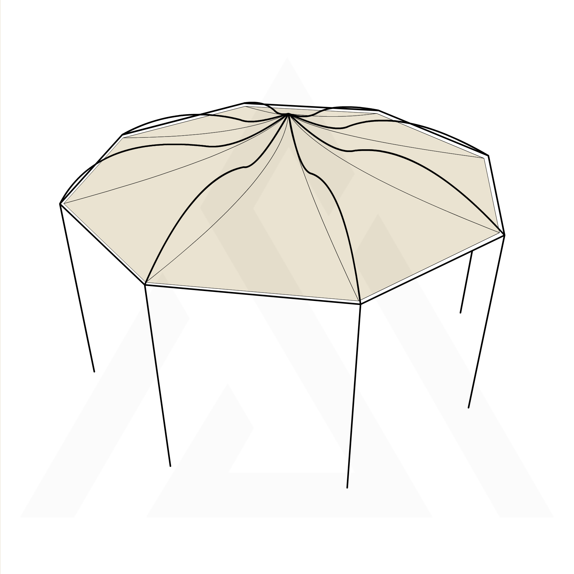 Bâche tonnelle octogonale suspendue en Protect 670 : La référence en matière de protection étanche Blanc perlé RAL 1013 - 8x1.22m