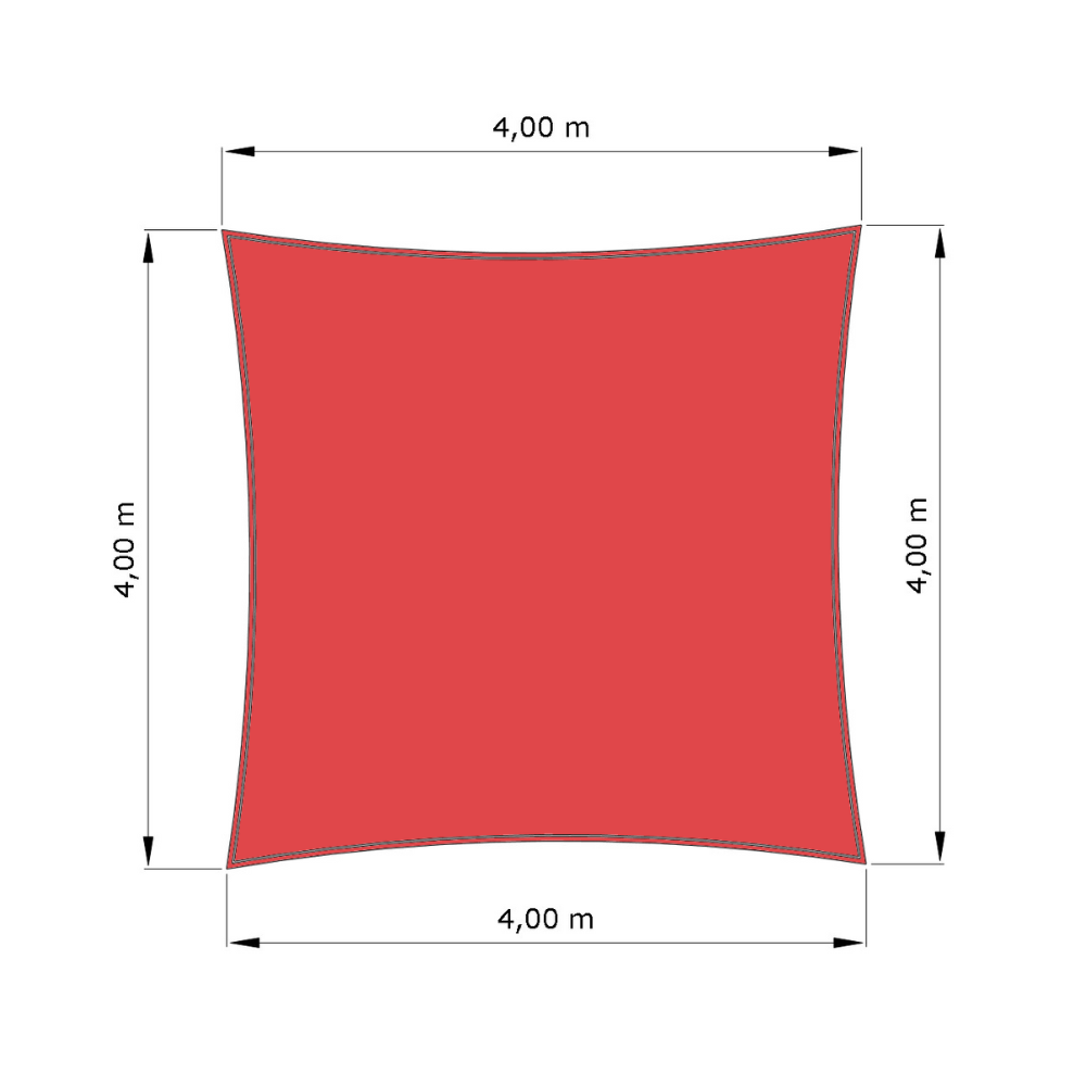 Voile d'ombrage squa standard ajr Rouge Cerise (662 AustralMesh) d'une dimension de 4x4m