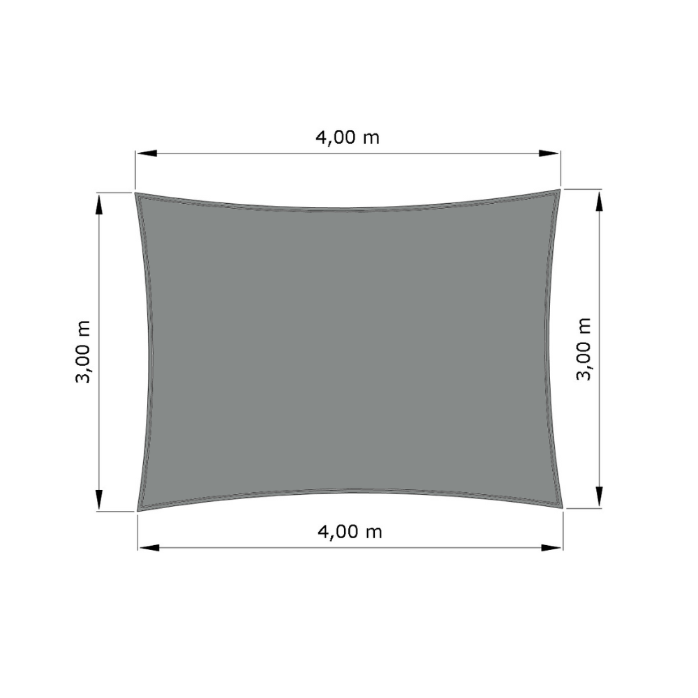 Voile d'ombrage standard ajourée rect Gris Acier (648 AustralMesh) d'une dimension de 4x3m