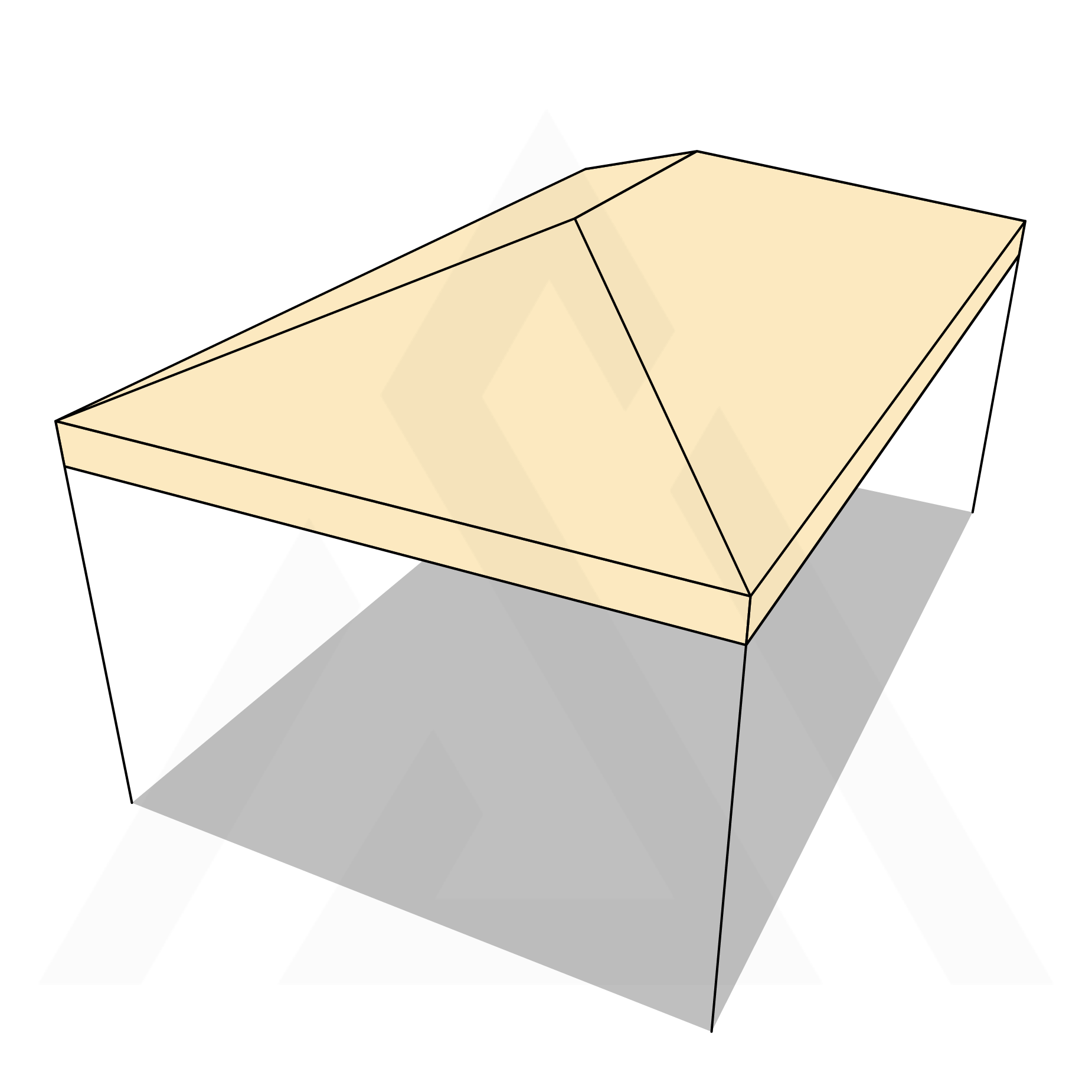 Bâche tonnelle rectangle 4 pentes avec faîtage en Protect 670 : La référence en matière de protection étanche Beige ral 1015 - 4x3m