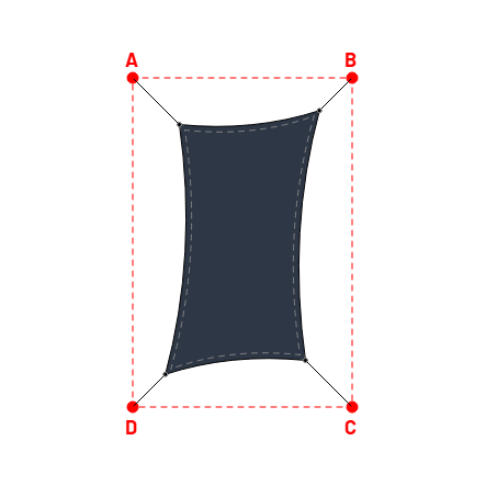 Voile d'ombrage rectangle en AustralMesh - Toile d'ombrage ajourée Bleu marine (735 AustralMesh) - 1,28x2,28x1,28x2,28m