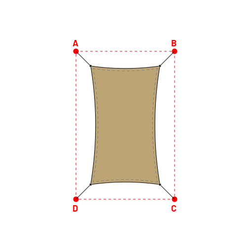 Voile d'ombrage rectangle en AustralMesh - Toile d'ombrage ajourée Sable du désert (704 AustralMesh) - 1,40x2,40x1,40x2,40m