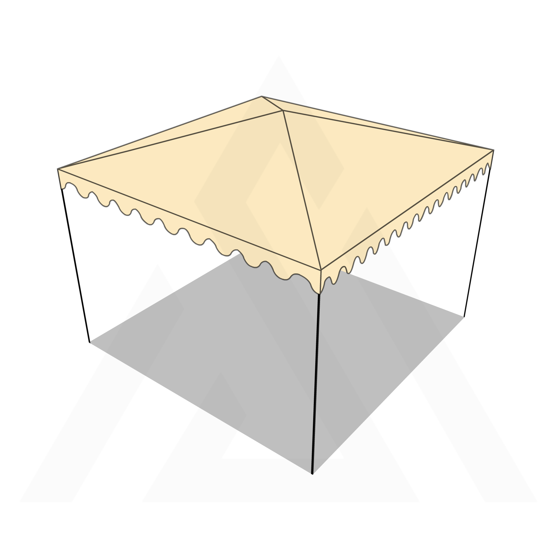 Bâche tonnelle carrée 4 pentes sans faîtage en Protect 670 : La référence en matière de protection étanche Beige ral 1015 - 3x3m