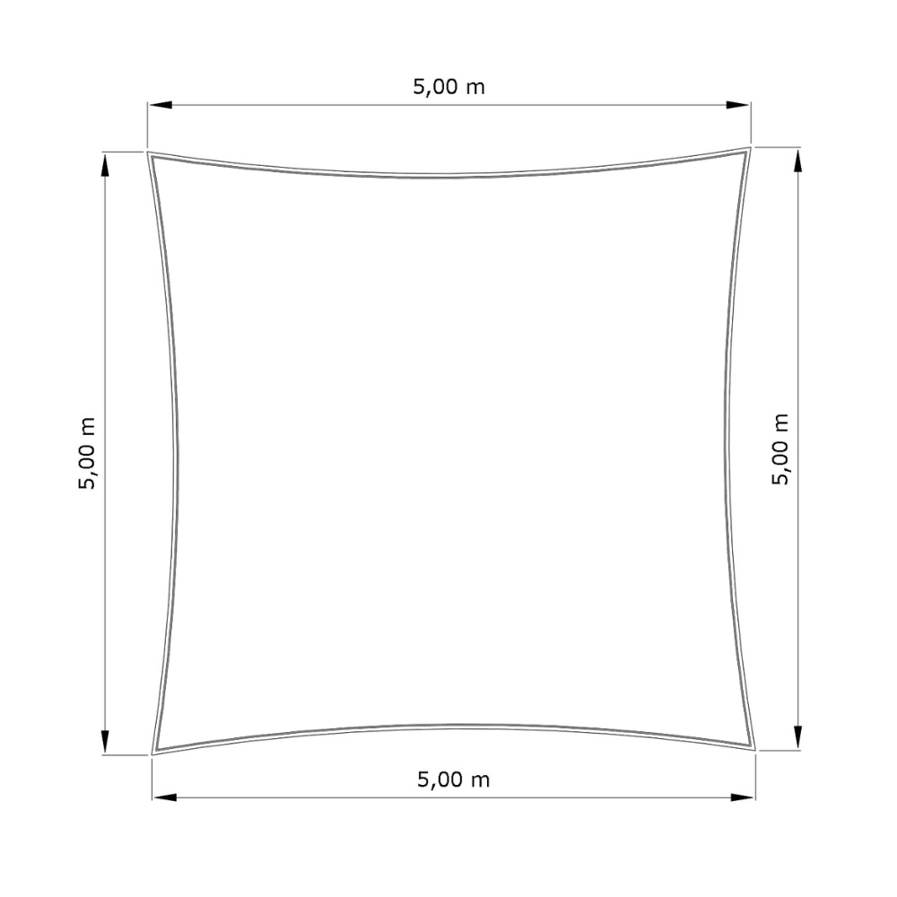 Voile d'ombrage standard ajourée carrée Blanc (112 AustralMesh) d'une dimension de 5x5m