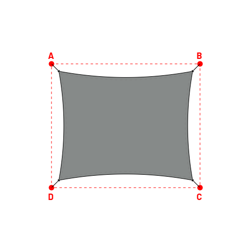 Voile d'ombrage rectangle en AustralMesh - Toile d'ombrage ajourée Gris Acier (648 AustralMesh) - 5,40x4,40x5,40x4,40m