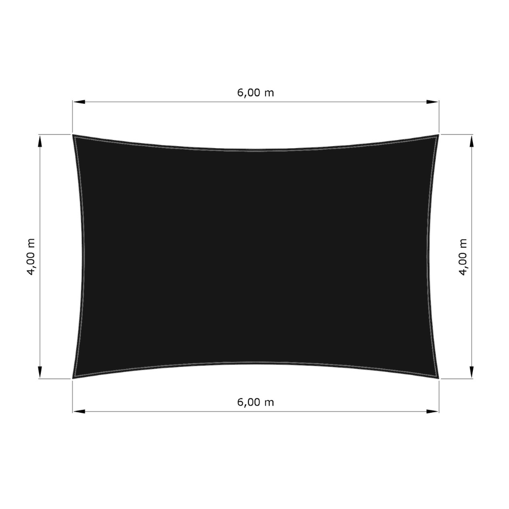 Voile d'ombrage standard ajourée rectangle Hydris 0301 Noir d'une dimension de 4x6m