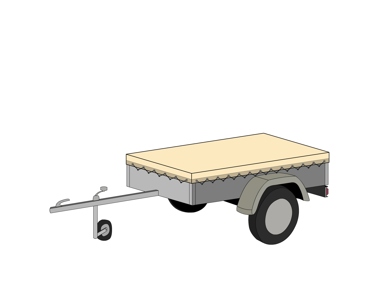 Bâche pour remorque bagagère Basse droite en Protect 670 : La référence en matière de protection étanche Beige ral 1015