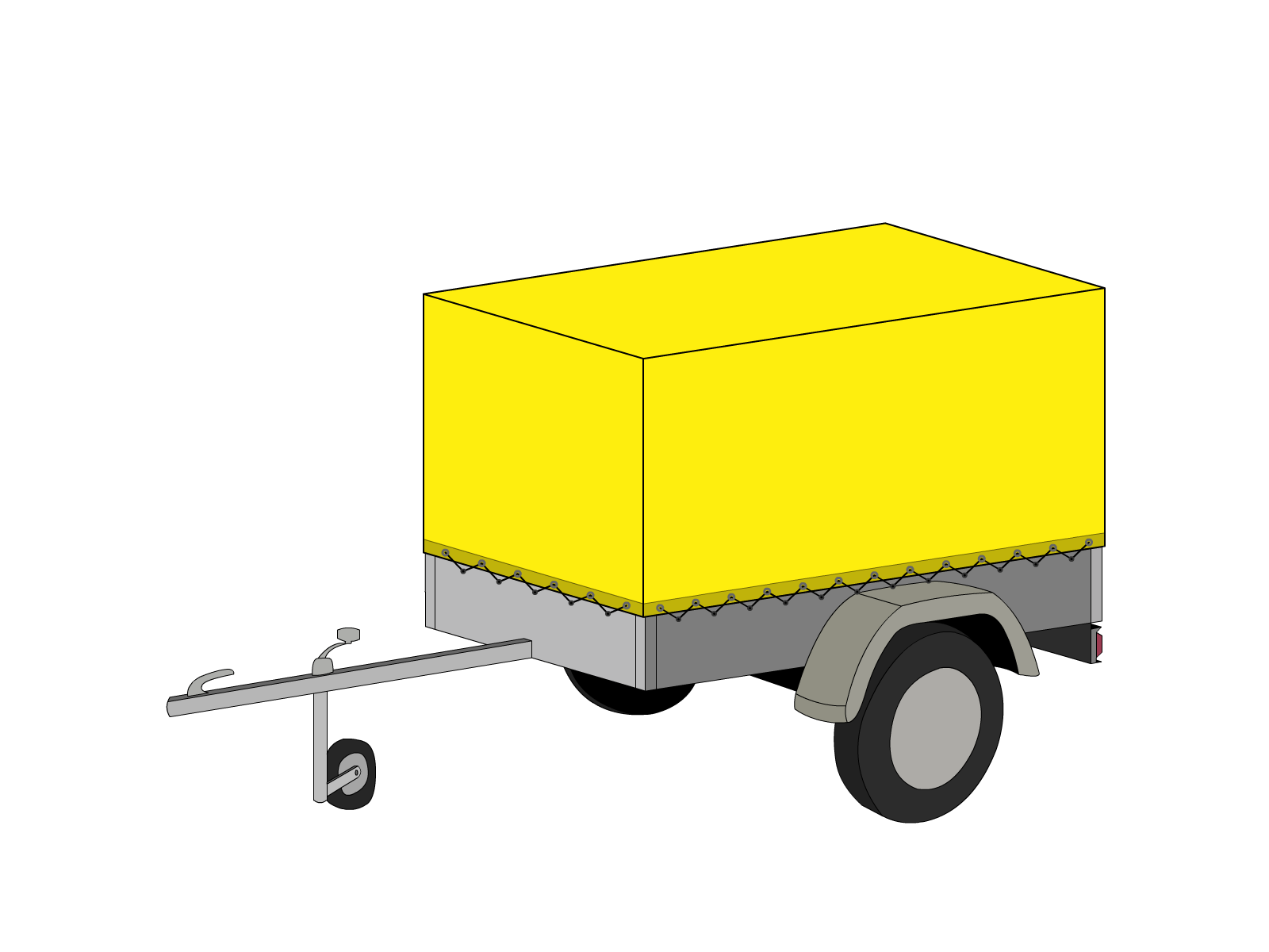 Bâche pour remorque bagagère Haute droite en Protect 670 : La référence en matière de protection étanche Jaune citron RAL 1018