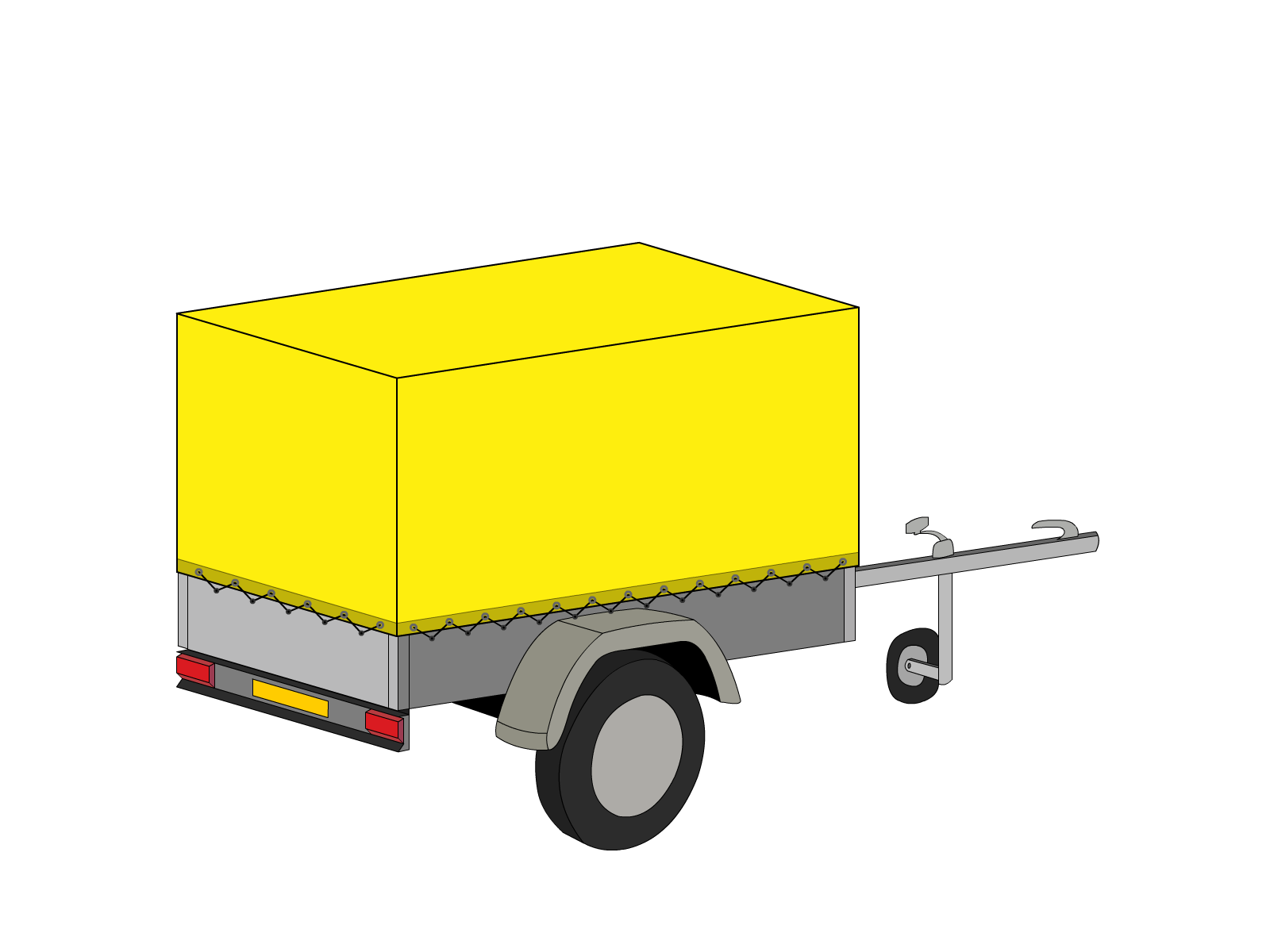 Bâche pour remorque bagagère Haute droite en Protect 670 : La référence en matière de protection étanche Jaune citron RAL 1018