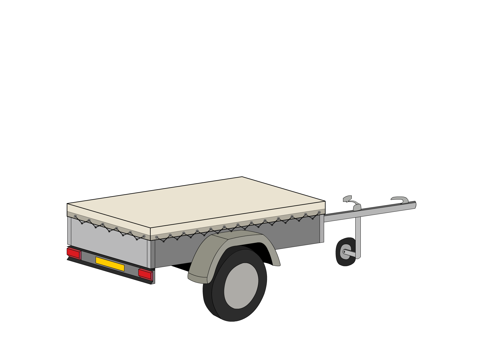 Bâche pour remorque bagagère Basse droite en Protect 670 : La référence en matière de protection étanche Blanc perlé RAL 1013