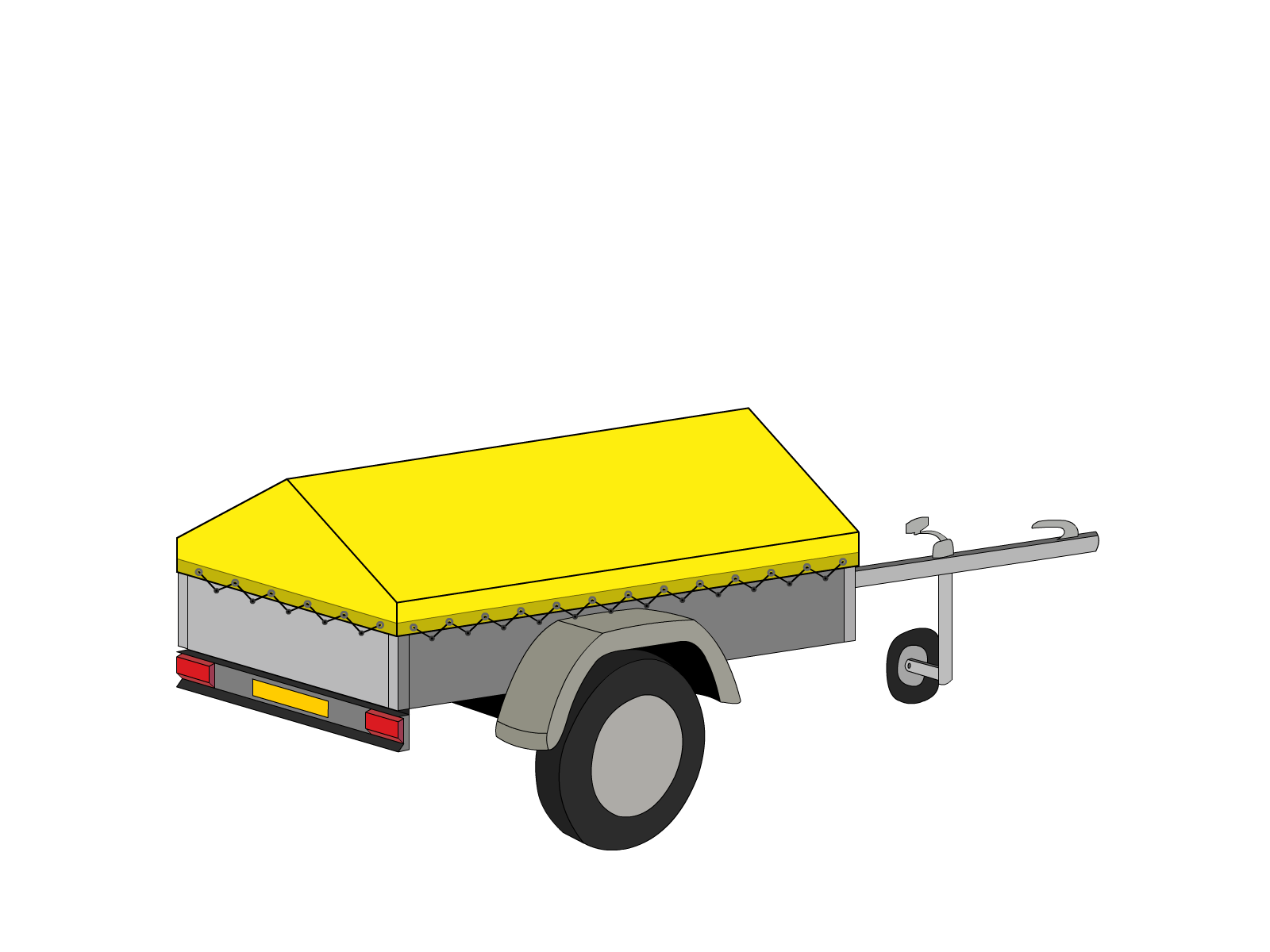 Bâche pour remorque bagagère Basse flèche en Protect 670 : La référence en matière de protection étanche Jaune citron RAL 1018