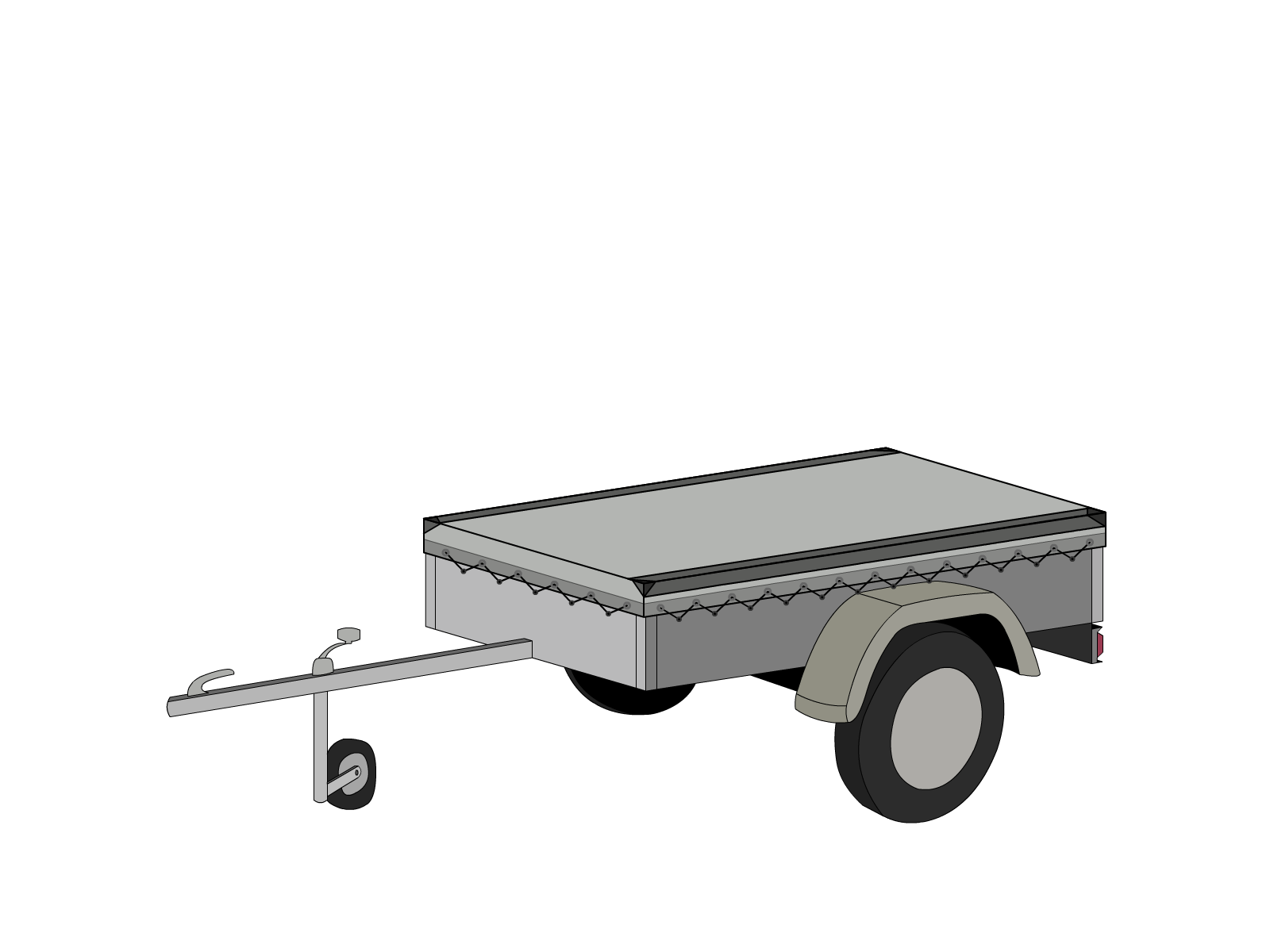 Bâche pour remorque bagagère Basse droite en MaxiProtect 900 : Protection & grammage renforcé Gris agate RAL 7038