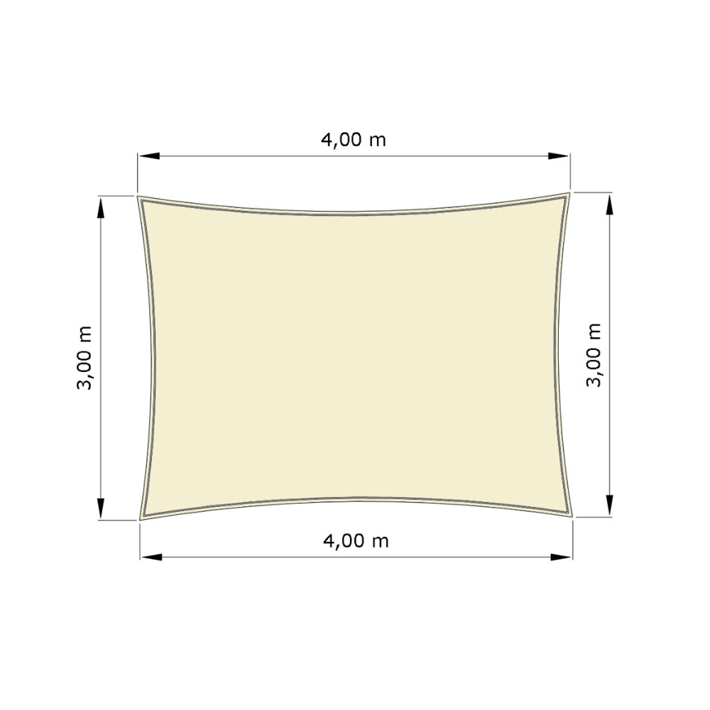Voile d'ombrage standard ajourée rectangle Naturel (759 AustralMesh) d'une dimension de 4x3m