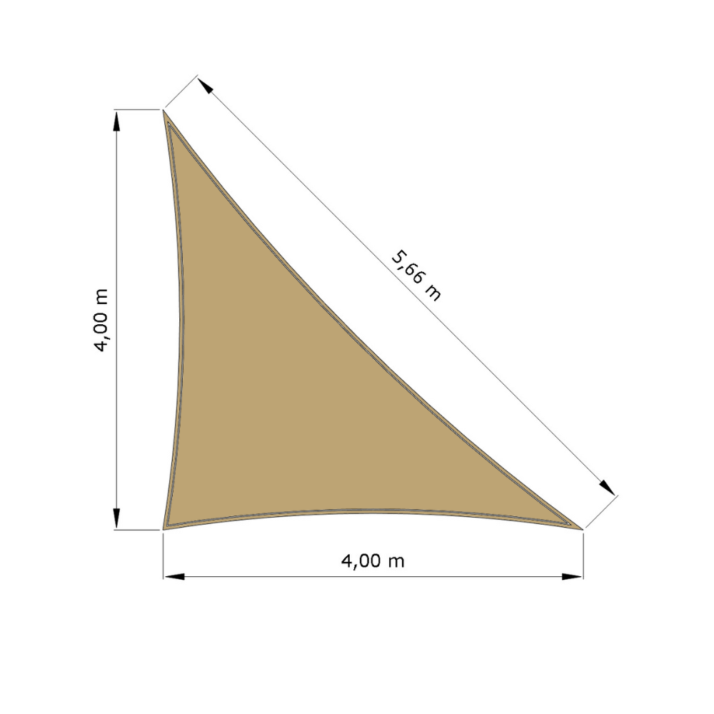 Voile d'ombrage standard ajourée triangle Sable du désert (704 AustralMesh) d'une dimension de 4x4x566m