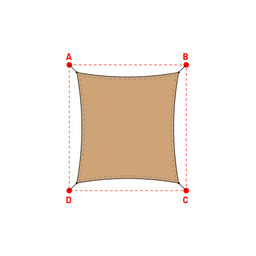 Voile d'ombrage rectangle en Hydris  - Toile d'ombrage déperlante Hydris 0835 Lin - 4,05x4,40x4,05x4,40m