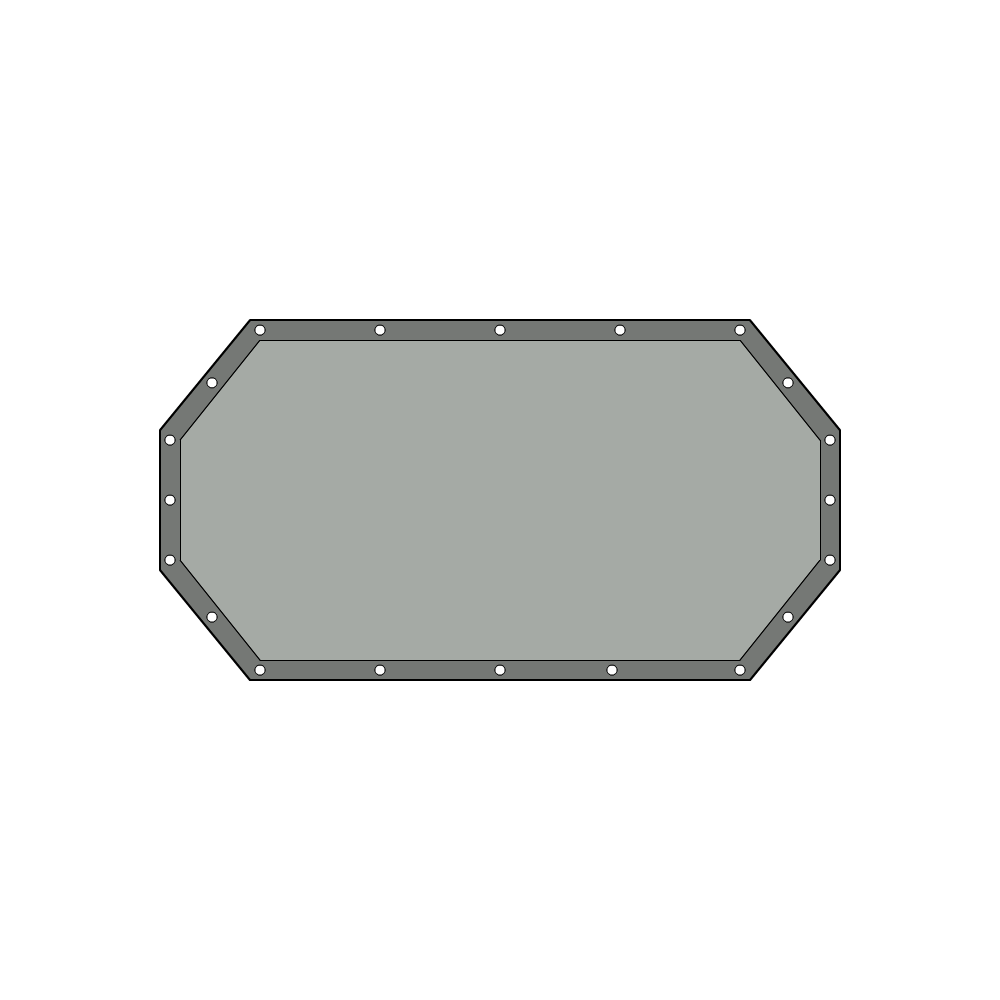 Bâche plate octogonale en Protect 670 : La référence en matière de protection étanche Gris clair RAL 7038 d'une dimension de 1.52x1.46m