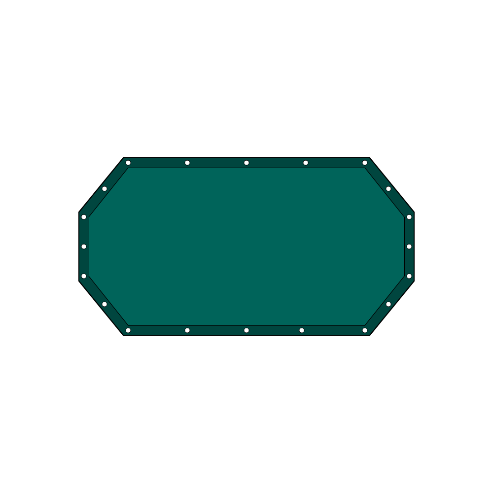 Bâche plate octogonale en Protect 670 : La référence en matière de protection étanche Vert industrie RAL 6026 d'une dimension de 1.53x1.46m