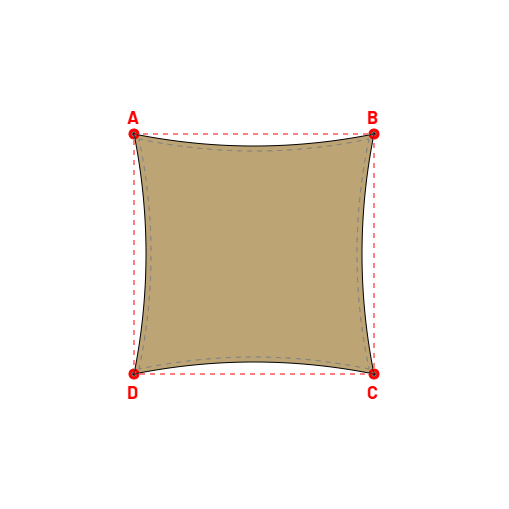 Voile d'ombrage rectangle en AustralMesh - Toile d'ombrage ajourée Sable du désert (704 AustralMesh) - 4,80x4,80x4,80x4,80m
