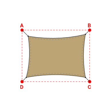 Voile d'ombrage rectangle en AustralMesh - Toile d'ombrage ajourée Sable du désert (704 AustralMesh) - 4,00x3,00x4,12x2,88m