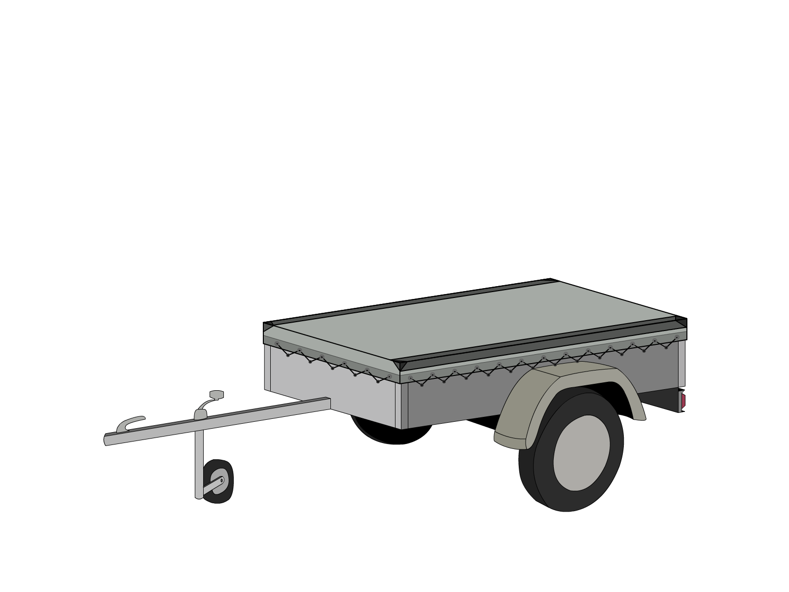 Bâche pour remorque bagagère Basse droite en Protect 670 : La référence en matière de protection étanche Gris clair RAL 7038