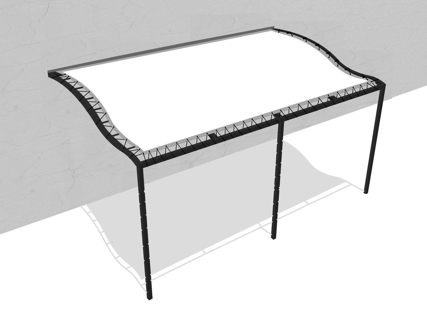 Bâche pour pergola métallique murale à vague en Flexlight Lodge 6002 630gr/m² Blanc 20183