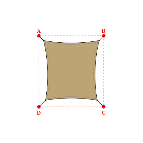 Voile d'ombrage rectangle en AustralMesh - Toile d'ombrage ajourée Sable du désert (704 AustralMesh) - 3,60x3,88x3,35x3,88m
