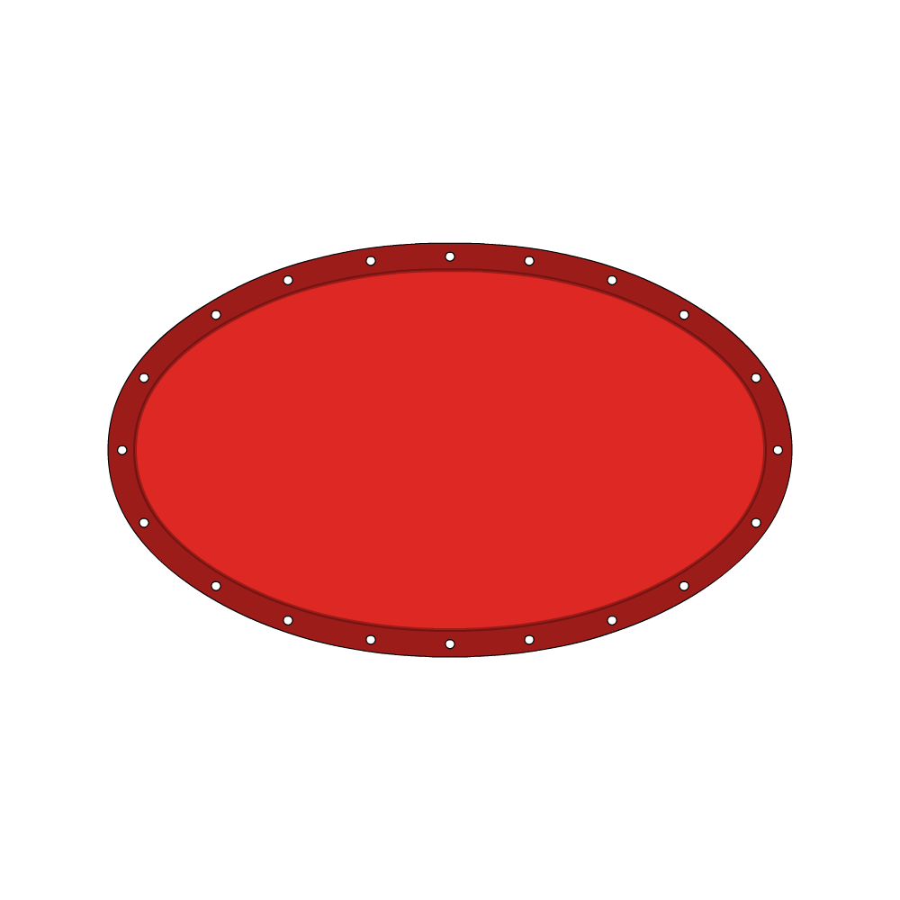 Bâche plate ovale en Protect 670 : La référence en matière de protection étanche Rouge RAL 3002 d'une dimension de 2x1m