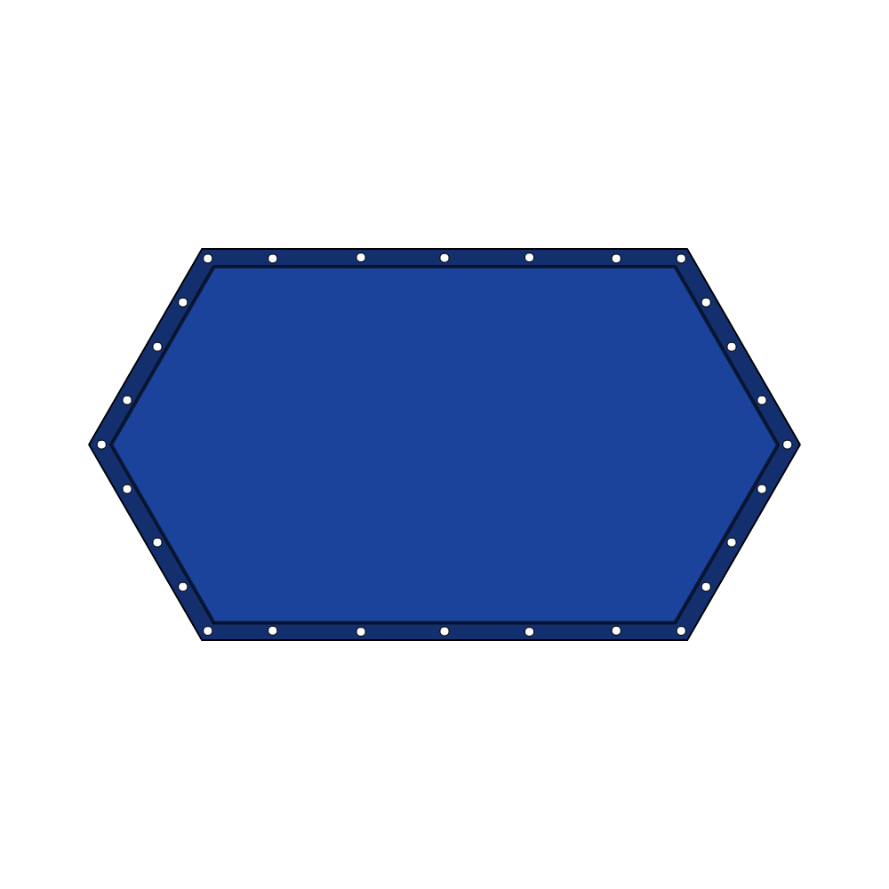 Bâche plate hexagonale en Protect 670 : La référence en matière de protection étanche Bleu foncé RAL 5002 d'une dimension de 2x1x1m