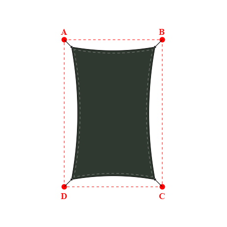 Voile d'ombrage rectangle en Hydris  - Toile imperméable Hydris 0664 Vert Sapin - 3,40x5,40x3,40x5,40m