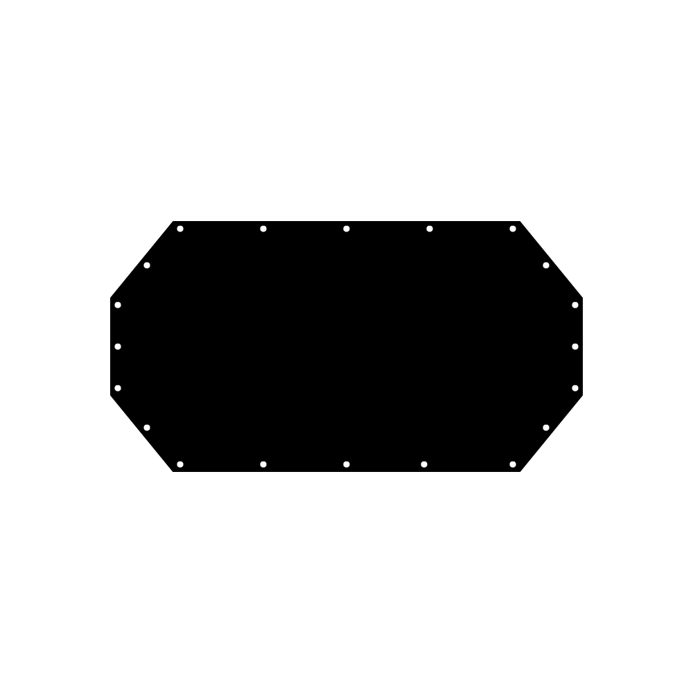 Bâche plate octogonale en Protect 670 : La référence en matière de protection étanche Noir RAL 9005 d'une dimension de 3.8000000000000003x2.3000000000000003m