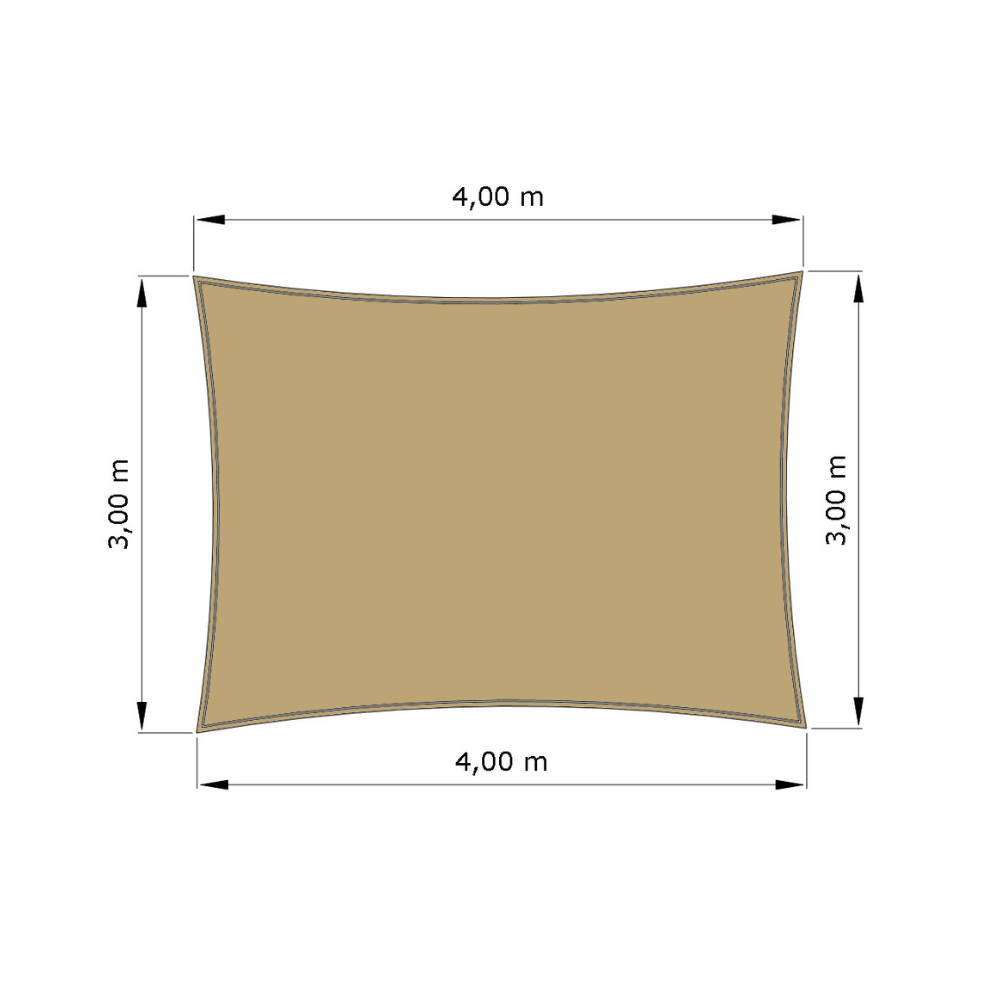 Voile d'ombrage standard ajourée rectangle Sable du désert (704 AustralMesh) d'une dimension de 4x3m