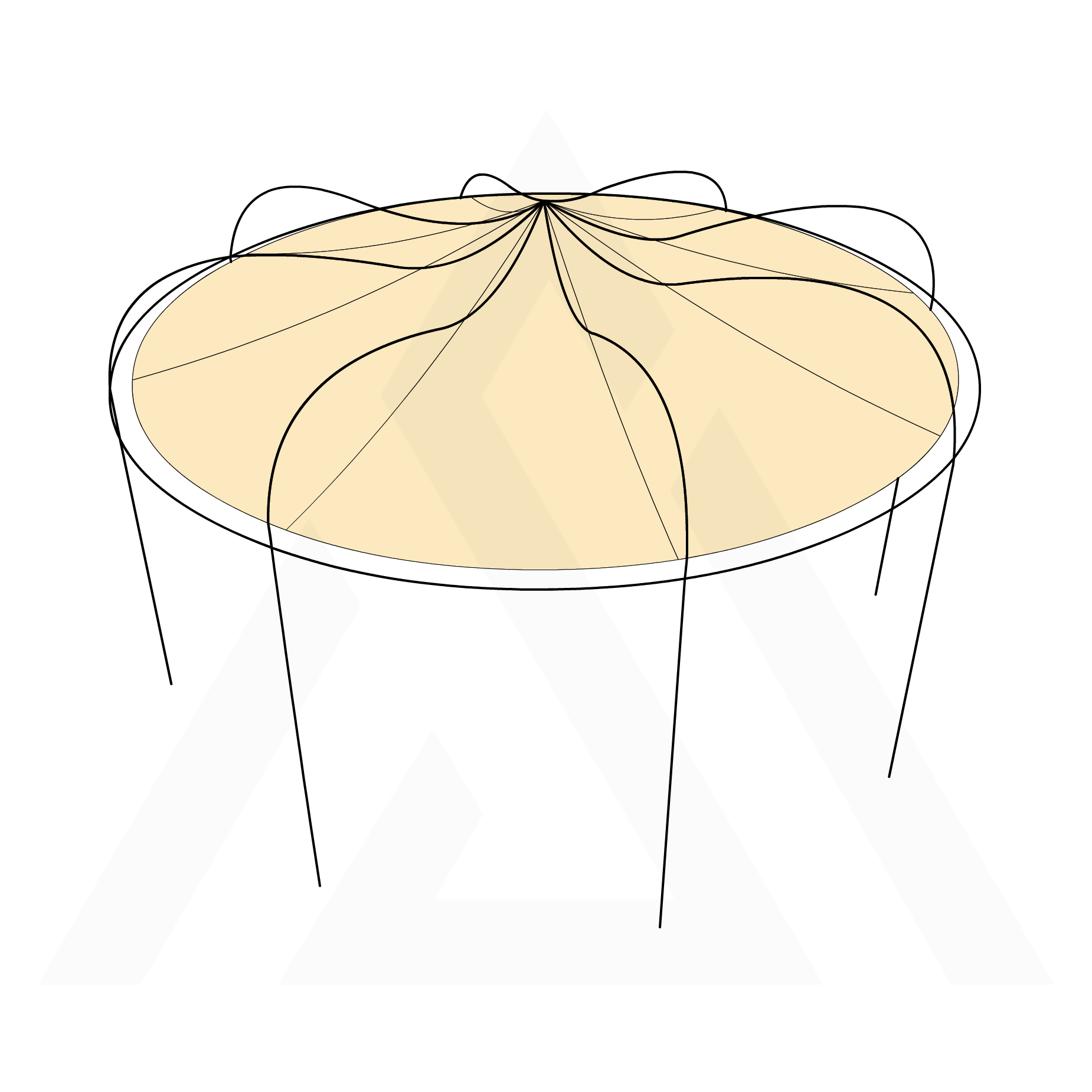 Bâche tonnelle ronde conique suspendue en Protect 670 : La référence en matière de protection étanche Beige ral 1015 - Ø4.2m