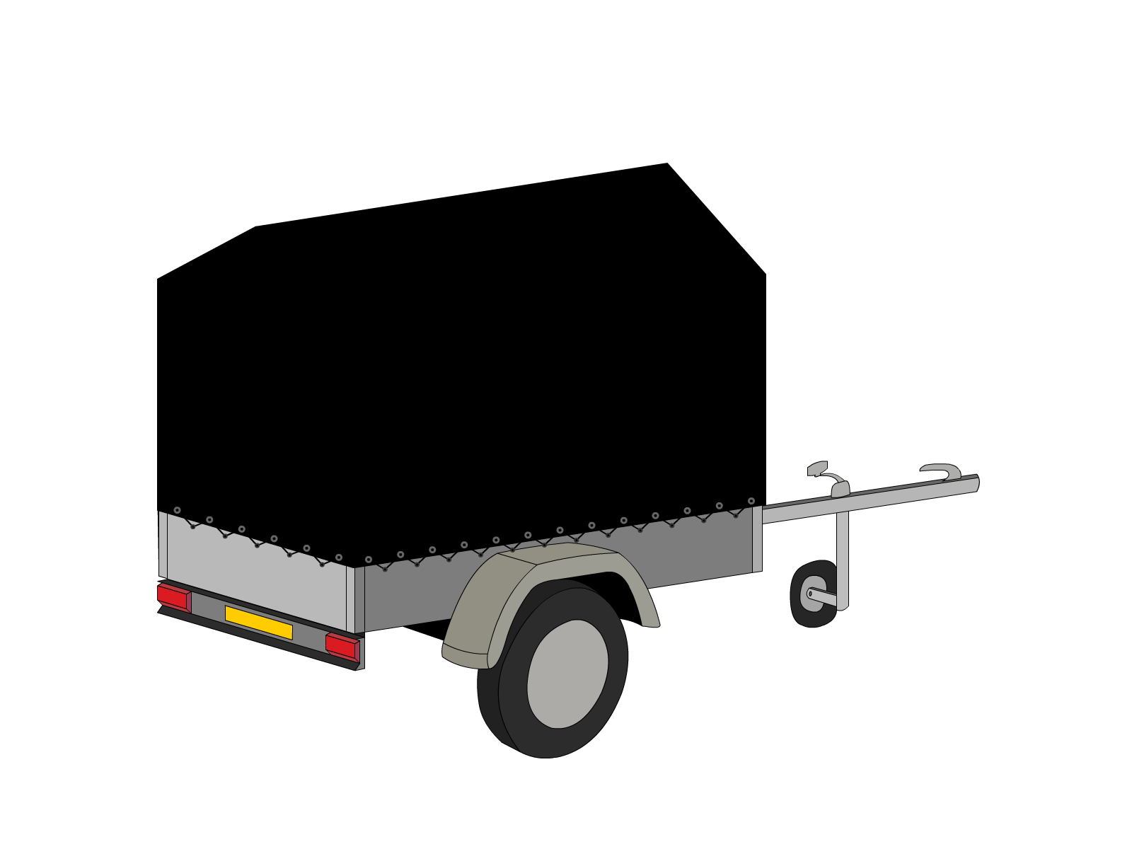 Bâche pour remorque bagagère Haute flèche en Protect 670 : La référence en matière de protection étanche Noir RAL 9005