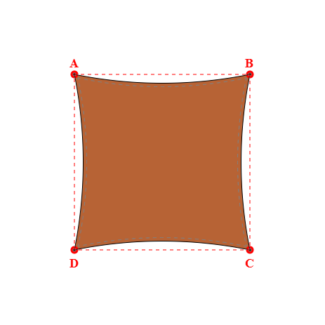 Voile d'ombrage rectangle en Soltis 96 - Toile d'ombrage haute performance Caramel 96-50261 - 5,00x5,00x5,00x5,00m